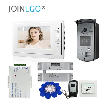 

FREE SHIPPING 7" Color Video Door Phone Intercom System White Monitor Waterproof RFID Doorbell Camera + Electric drop bolt lock