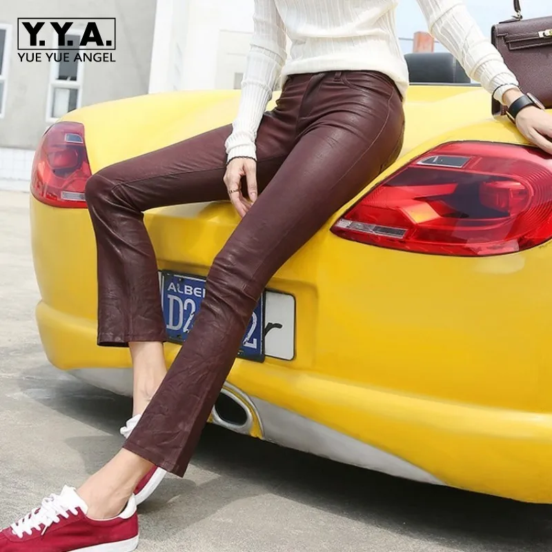Office Dames Slim Fit Luxe Schapenvacht Echt Leer Boot Cut Flare Broek Womens Sexy Stretchy Skinny Push Up Broek Rood broek Office Dames Slim Fit Luxe Schapenvacht Echt Leer Boot Cut Flare Broek Womens Sexy Stretchy Skinny Push Up Broek Rood broek