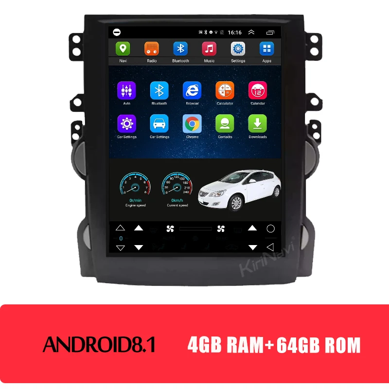 Android Car Radio KiriNavi Telsa стиль вертикальный экран 10,4 ''1 din android 8,1 автомобильный Радио dvd automotivo Автомобильный gps навигатор для Chevrolet Malibu - Цвет: Android Car Radio