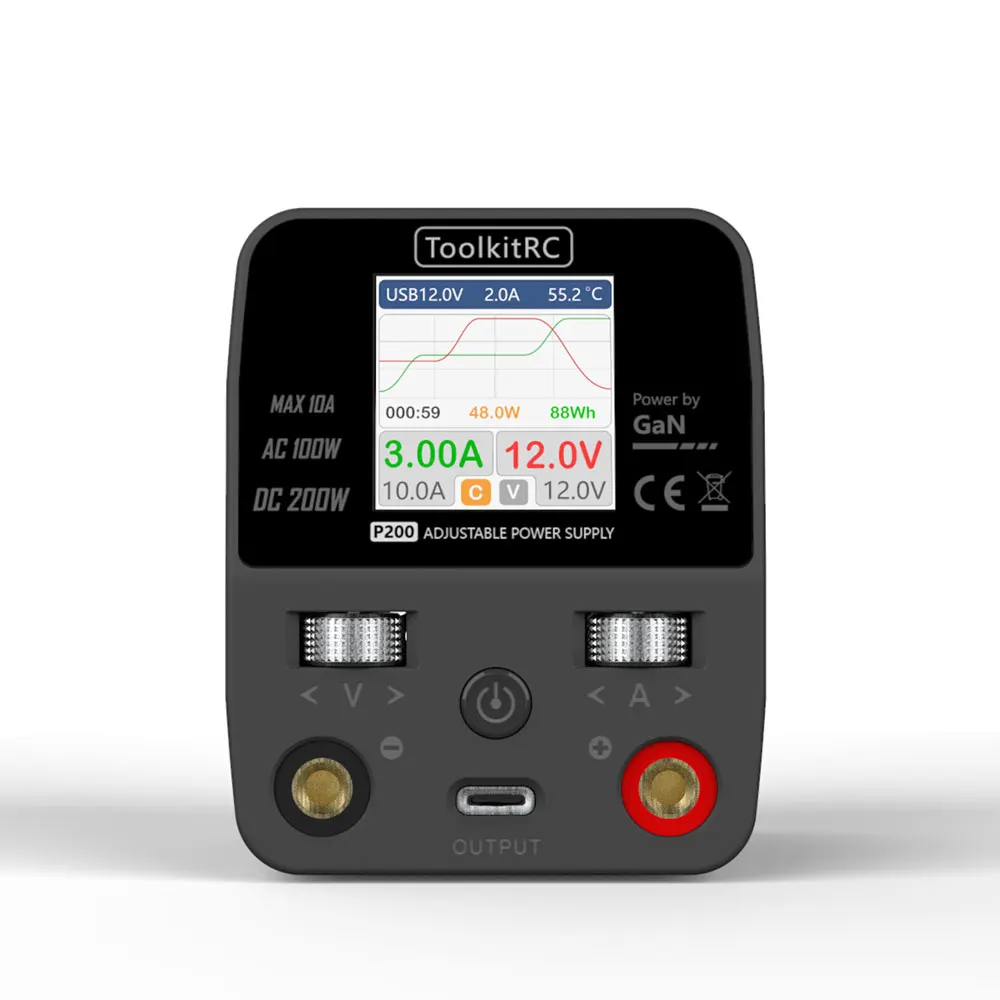 IN Stock ToolkitRC P200 200W 10A High Power Charger Adapter AC100W Mini Desktop Power Supply Desktop Power Supply USB Output