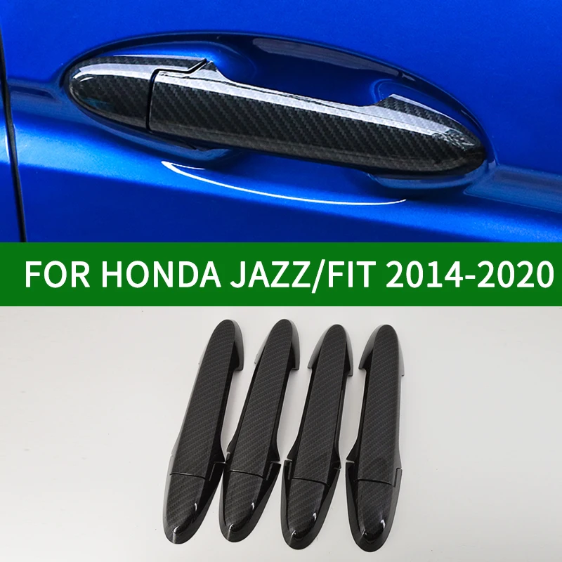 Carbon Fiber Pattern Side Door Handle Cover Trim For Honda Jazz Fit 2014 2015 2016 2017 2018
