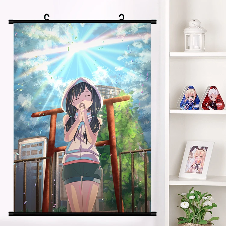 Аниме Tenki No Ko weathering с вами Amano Hina Morijima Hodaka настенный плакат домашний декор