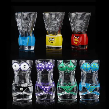 

Sexy Lady Men Durable Glass Cup Kitchen Bar Nightclub Wine Glass Whiskey Glass Wine Shot Glass Big Chest Body Art Beer Cup 30ml