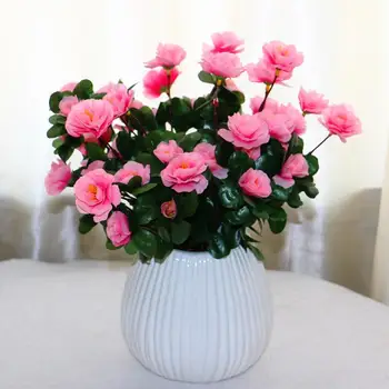 

Household Outdoor Artificial Red Azalea Flowers Bushes Quality Resistant Flowers Decorations Fake Home High Decor UV Small M9O8