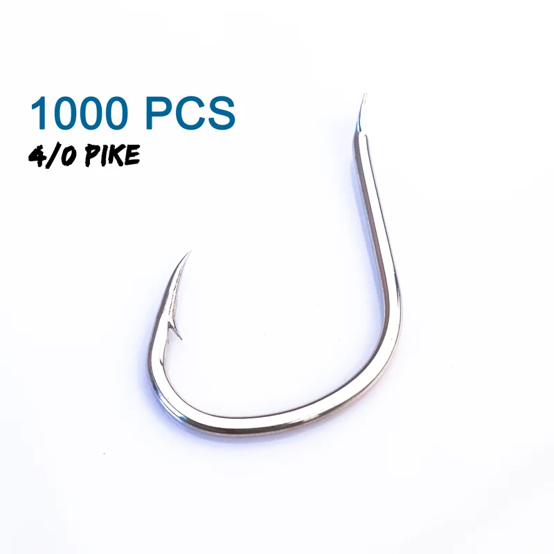 1000pcs 4/0 Fishing Hook PIKE Jigging Hooks High Carbon Steel Super