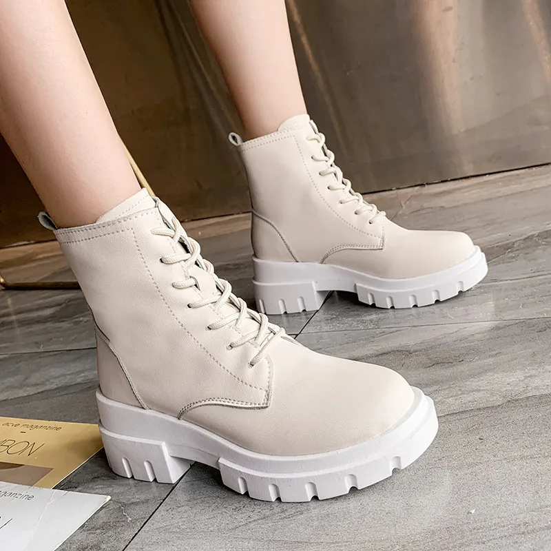 

Riding Boots Shoes Luxury Designer Round Toe Martins For Women Bootee Woman 2019 Lace Up Booties Ladies Chunky Heel Ankle