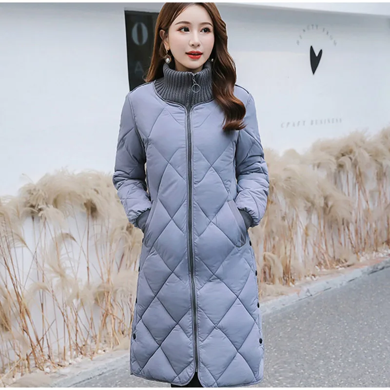 Большие размеры 3XL клетчатые стеганые зимние парки для женщин с длинным рукавом на пуговицах Женская куртка модная утолщенная теплая верхняя одежда для женщин
