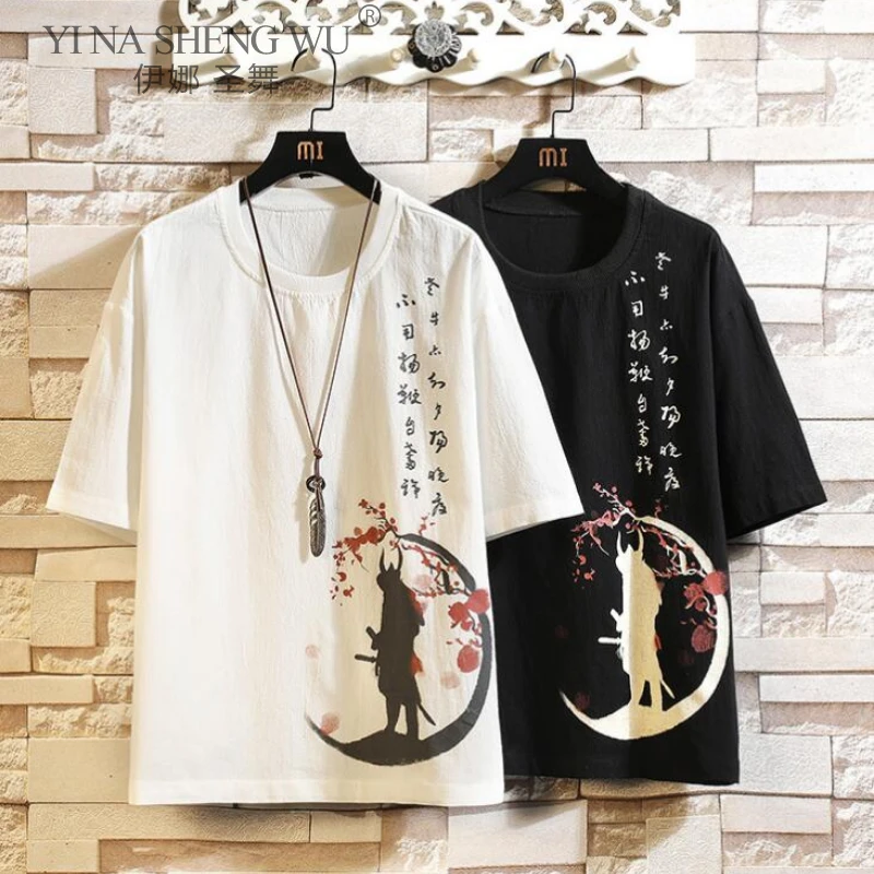 Japanese Style Fashion Men's T-Shirt Hip-hop T-Shirt Loose Version Printing  Round Neck Spring And Summer Trend Short-Sleeved Men