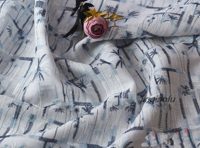 Завод кокосовой пальмы Сельский стиль Рами вышитые платья Одежда Ткань высокого класса льняная ткань