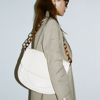 

Acrylic Chain Bags For Women 2020 Solid Women's Shoulder Bag Simple Ladies Handbags Pu Women Handbag Casual Top-handle Bags