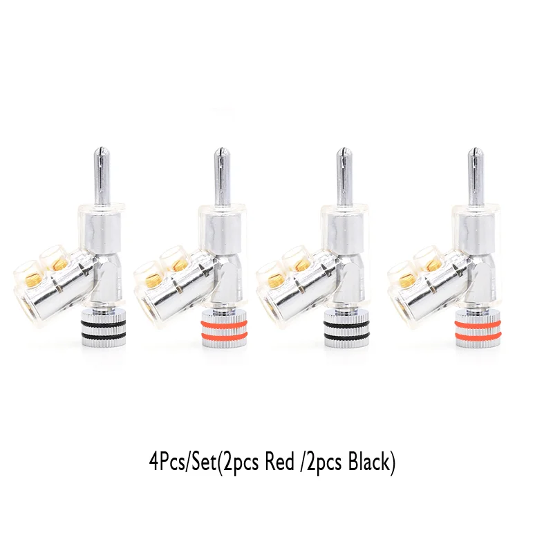 

4 set Hifi Gold Rhodium Plated Audio Banana Plug Connector Speaker Cable Accessory 45 Dgree Lock Screw Welding Free