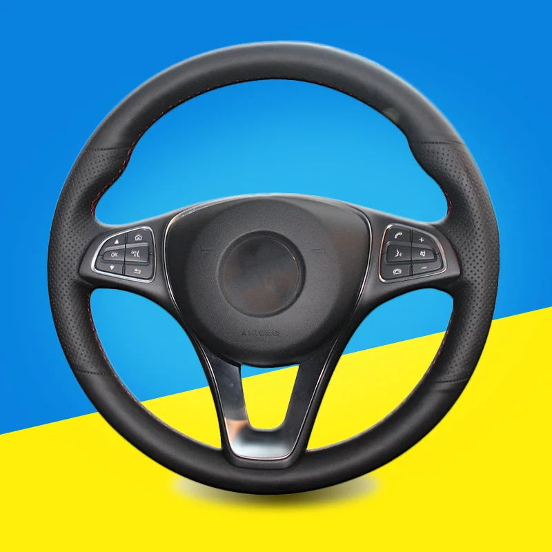 Автомобильная оплетка на руль для Mercedes Benz C180 C200 C260 C300 B200 чехлы рулевого колеса