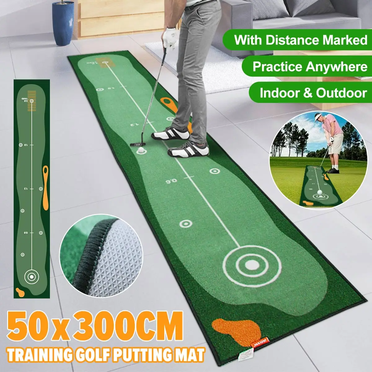 2 Types Indoor Outdoor Golf Training Hitting Carpet Mini Putting Ball