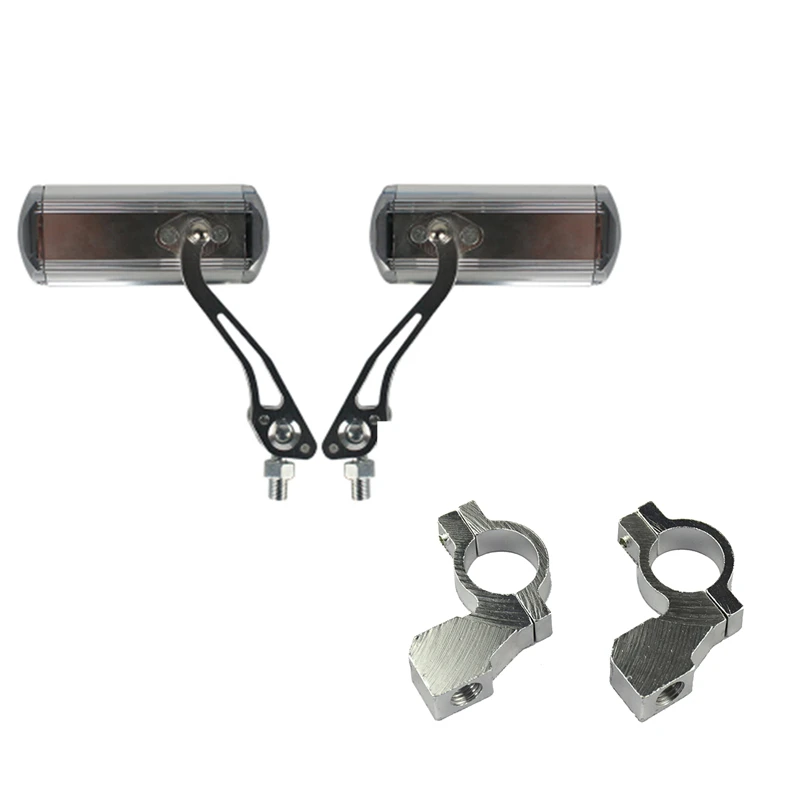 2 PCS Mirrors with Clips Universal Cycling Rear Mirror Mountain Bike Handlebar Rear View Mirror 360 Degree Rotation Shatterproof - Цвет: White with clips