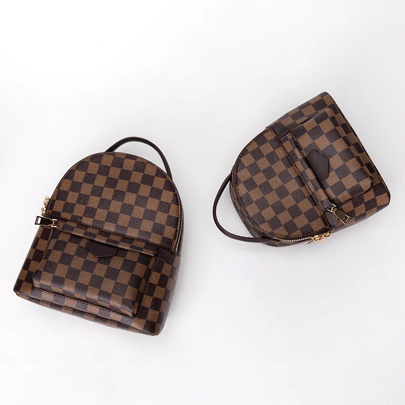 

KYYSLO Retro Female Bag Checkerboard Backpack Shoulder Bag Men and Women Simple Plaid Travel Backpack Small Bag Business Casual