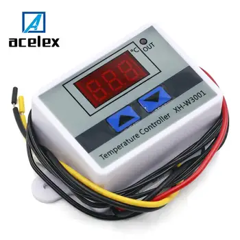 

10A 12V 24V 220VAC Digital LED Temperature Controller XH-W3001 For Incubator Cooling Heating Switch Thermostat NTC Sensor