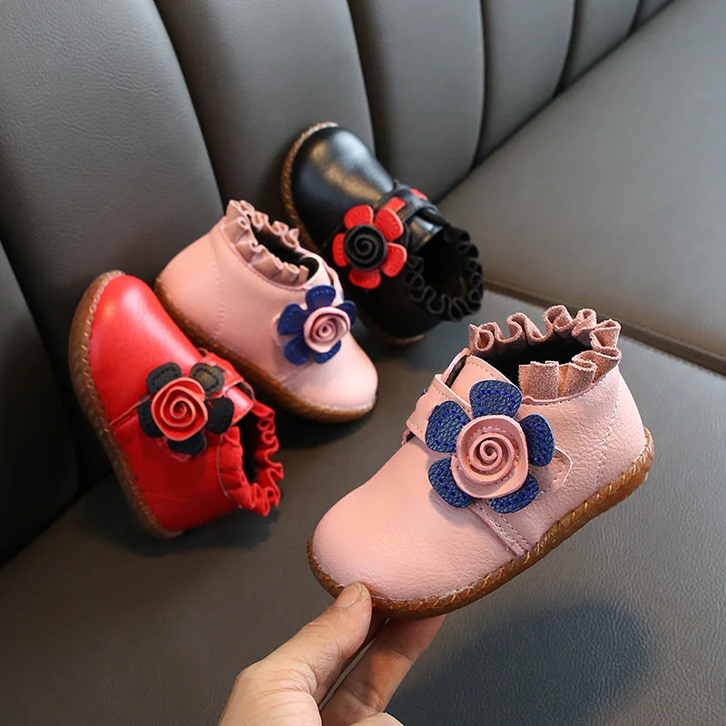 

Children Bow Shoes Girls Boot Autumn Winter Velvet Warm Little/big Kids Boots Fashion Bow Martin Boots Non-slip