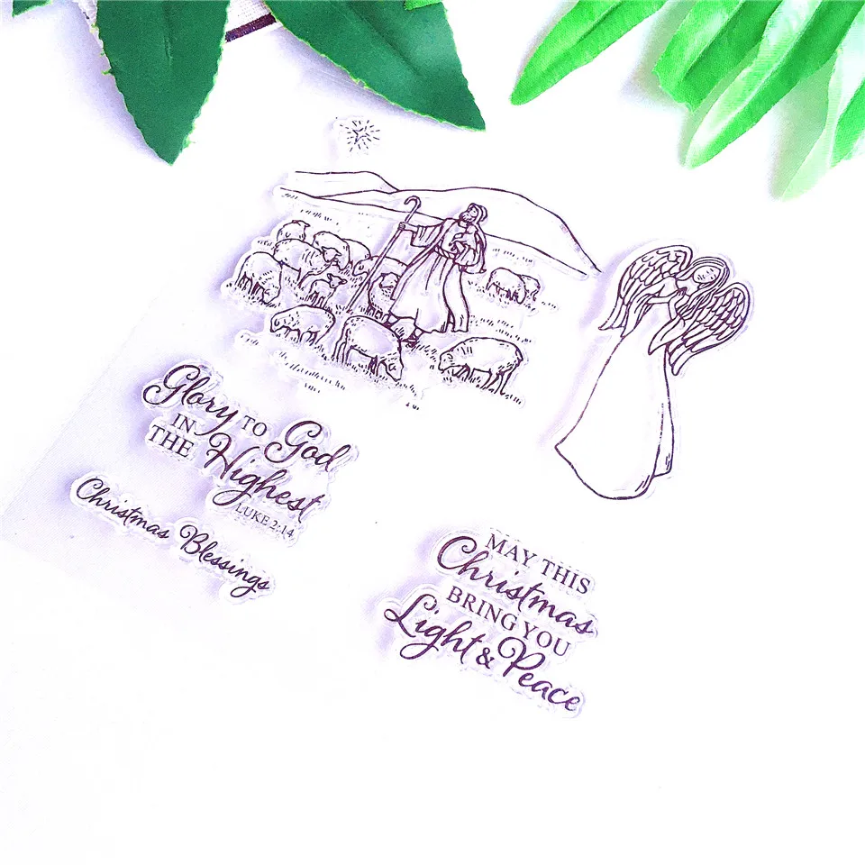 14*14 Christmas Blessing Clear Stamps Transparent Silicone Seal for DIY Scrapbooking Card Making Photo Album Decoration