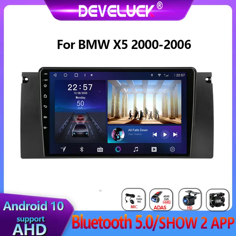 Автомагнитола 2 din Android 10 для BMW 5 E39 E53 X5 1995-2001 2002 2003 2004 2005 2006 мультимедийный