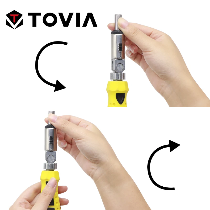 TOVIA 18pcs 1/4 Inch Ratchet Screwdriver Set Ph2 Bits Screwdriver Forward Reverse Hex Wrench Phillip Slotted Torx Bits
