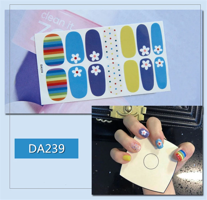 DA239 14 насадок/набор, полное покрытие, наклейки для ногтей, новые стили, сделай сам, клеящиеся Слайдеры для женщин, наклейки для красоты, маникюр, водонепроницаемые - Цвет: DA239