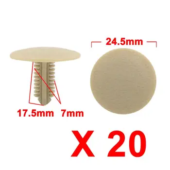 

uxcell 20pcs 7mm Hole 24.5mm Head Car Plastic Trim Door Panel Retainer Clip Rivet Beige Push Type Fender Clips