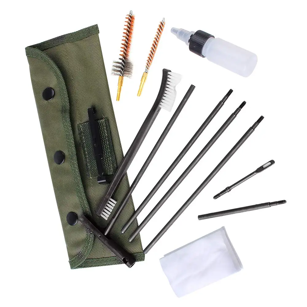 10Pcs/Set Rifle Gun Cleaning Kit Brushes Rod Nylon Pouch Airsoft