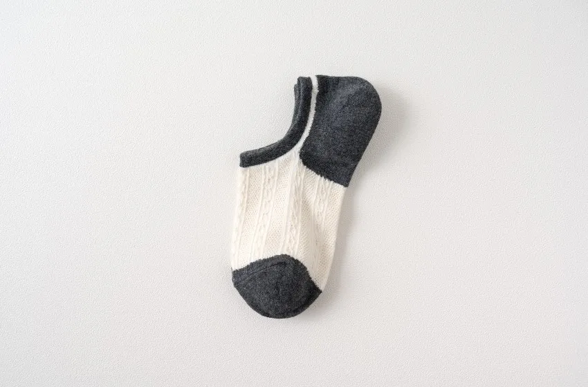 Socks Women's Summer with Cotton Thin Mesh South Korea Head with Color Separation Women's Invisible Ankle Sock Low-Cut Anti-slip