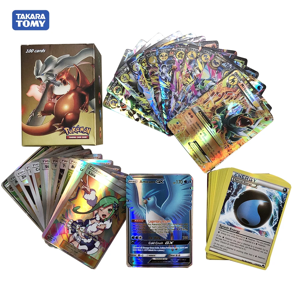 

New 100pcs(50GX20Mega20energy10trainer) Pokemon Flash Cards TCG: SUN&Moon Booster Box Collectible Trading Card Game
