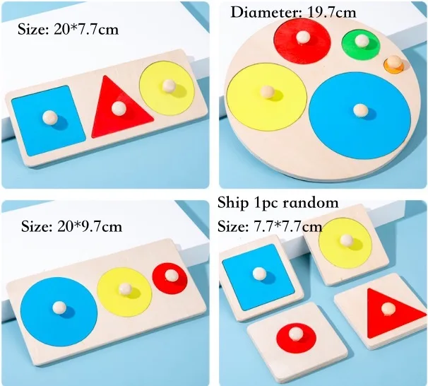 Montessori Toy Wooden Grasp Board Geometric Shape Educational Color Sorting Math Puzzle Preschool Learning Game Baby Kid Toy 1PC 2