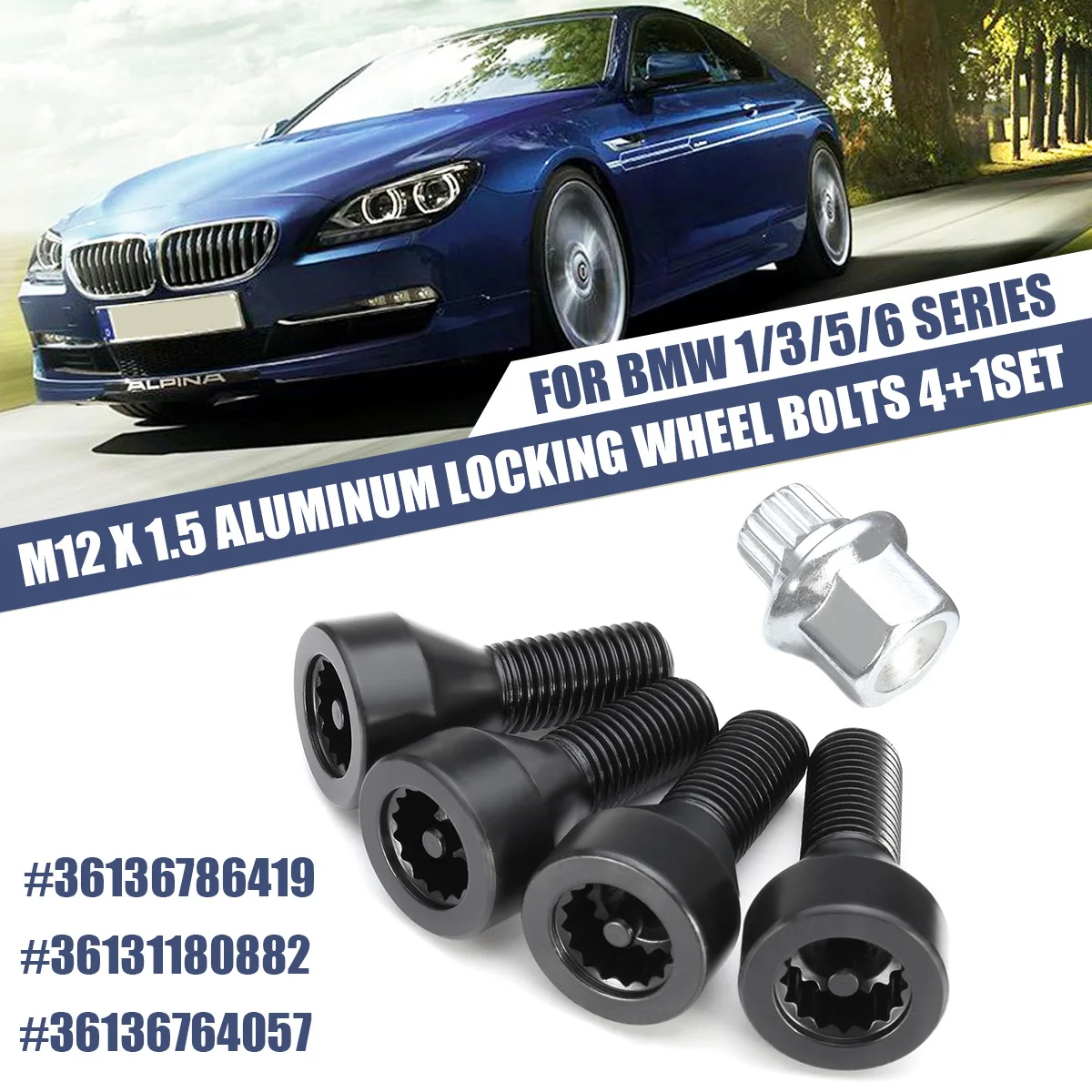 Aluminum Car Security Bolt Wheel Lock Nut M12 x 1.5 Size For BMW E46 E87 E60 E90 Aluminum Car Security Bolt Wheel Lock Nut M12 x 1.5 Size For BMW E46 E87 E60 E90