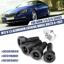Conjunto de fechadura para roda m12 x 1.5, parafusos pretos para bmw e32 e34 1 3 5 6 series mini #36136786419 #36131180882 #36136764057