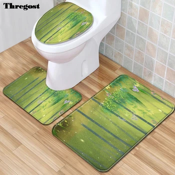 

Thregost 3pcs Modern Print Soft Bathroom Bath Mat Floor Rug Carpet Water Absorption Rug Toilet Mat Non-Slip Bath Mats Set