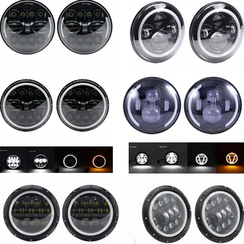 

2X 7'' 90W 75W 50W 30W H4 Daytime Running Light Angel Eyes for LADA GAZ JK Toyota Das Auto Harley Motorcycle Bike DRL Headlights