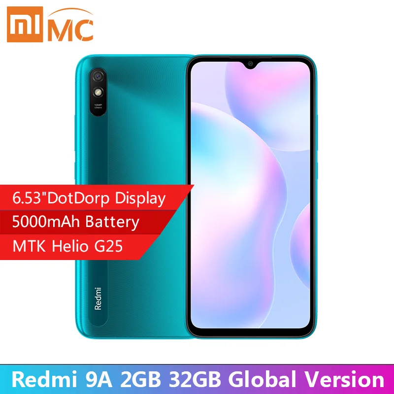 Глобальная версия Redmi 9A 2 ГБ 32 Xiaomi Мобильный телефон 6 53 &quotDotDorp дисплей 5000 мАч