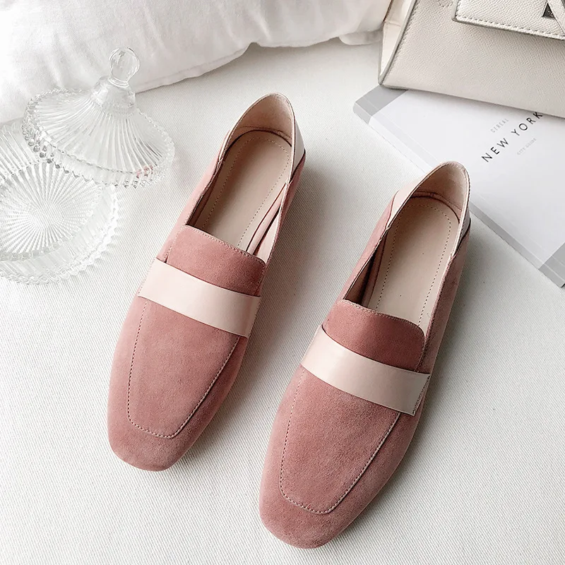 

Inside And Pure Leather Soft Double Purpose Stepping Loafers 2020 Spring New Style Square Head Loafers Women's Genuine Leather F
