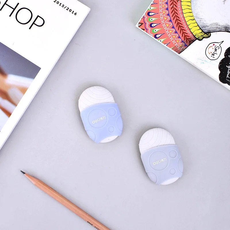 

Deli Art Rubber Eraser Oval with Sheath PVC-free Creative Cartoon Shape High-quality Stationery Kawaii Student School Supplies