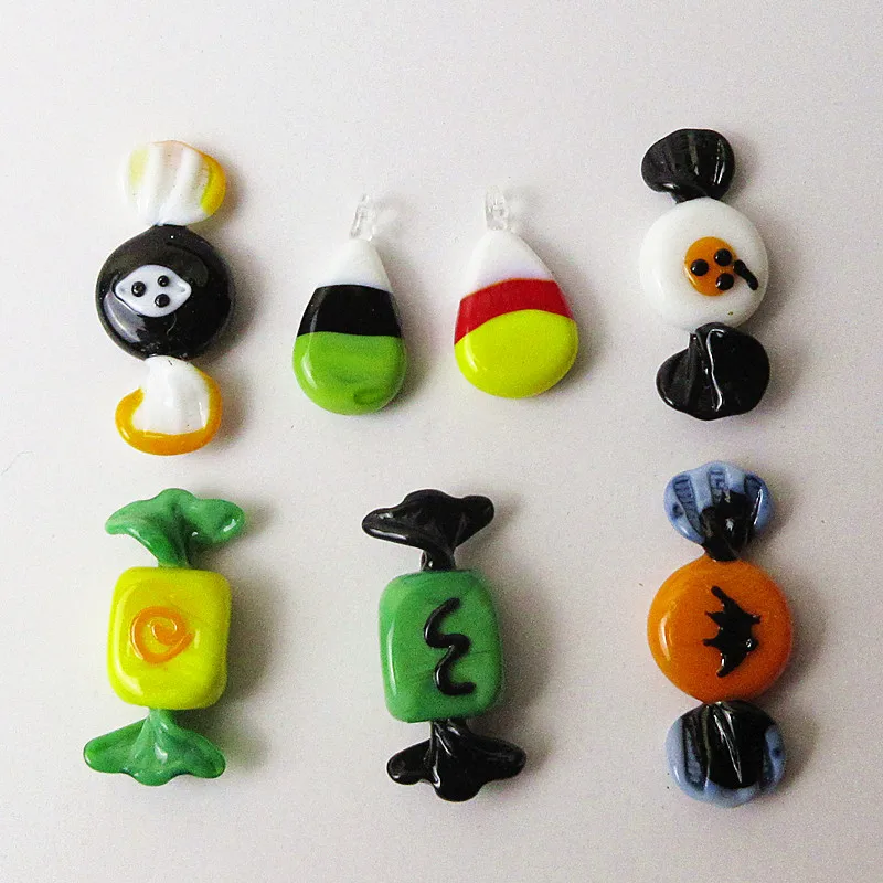 

7pcs hand made art japanese-style miniature murano glass candy ornaments pendant Halloween decoration Lovely Hanging Candy corn