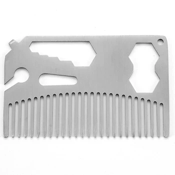 

Father's Day Gift for Dad Guardsman Stainless Steel Multi Tool Card with Beer Bottle Opener Hair Comb and Beard Comb