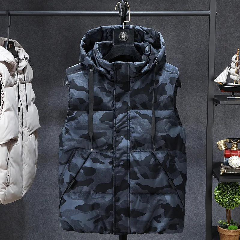 

Winter Men Plus Size 7xl 8xl Parka Vest Waistcoat Jackets camouflage Sleeveless Jackets Warm Parka Jacket Waistcoat Men