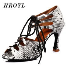 HROYL/Женская обувь для латинских танцев для девушек; женская пикантная Обувь для бальных танцев с текстурой змеи; Танцевальная обувь для танго; 10/8. 5/7. 5/6 см;