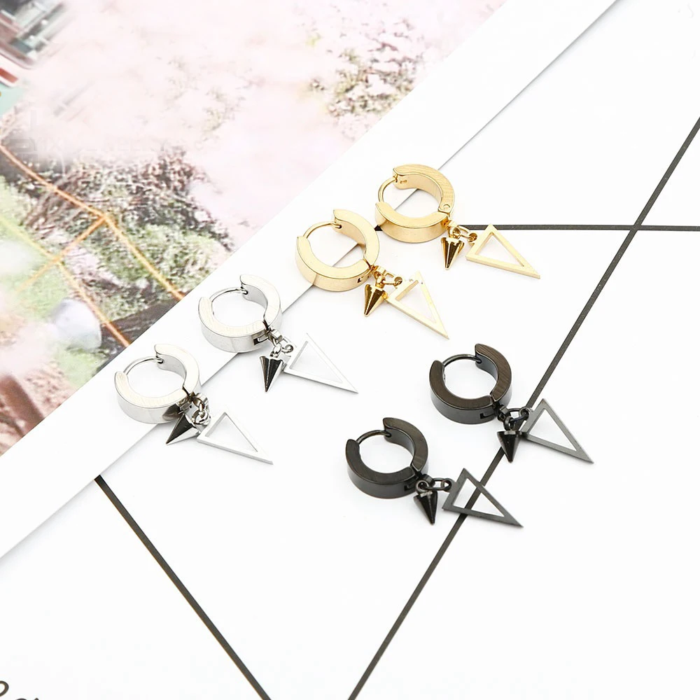 4 Styles Personality 3 Colors Hollow Triangle Punk Dangle