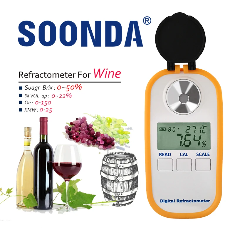 4in1 Digital Refractometer For Grapes Wine Making 050 Brix Measure