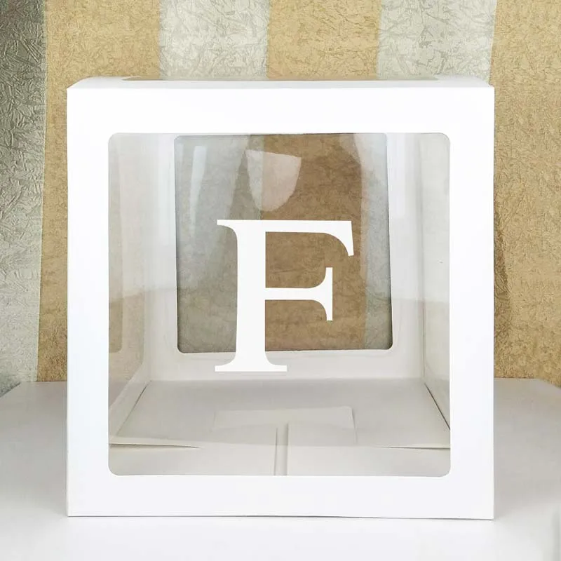Letter F box 26 букв, прозрачный шар, коробка, картонная коробка с именем, с днем рождения, украшения для вечеринки, для детей, для душа, свадебные принадлежности - Цвет: Letter F box