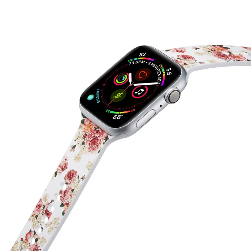001 Спортивный мягкий силиконовый ремешок для Apple Watch 38 мм 42 мм 40 мм 44 мм браслет для iWatch серии 5 4 3 2 1 рисунок Фламинго ремешок - Цвет ремешка: 001