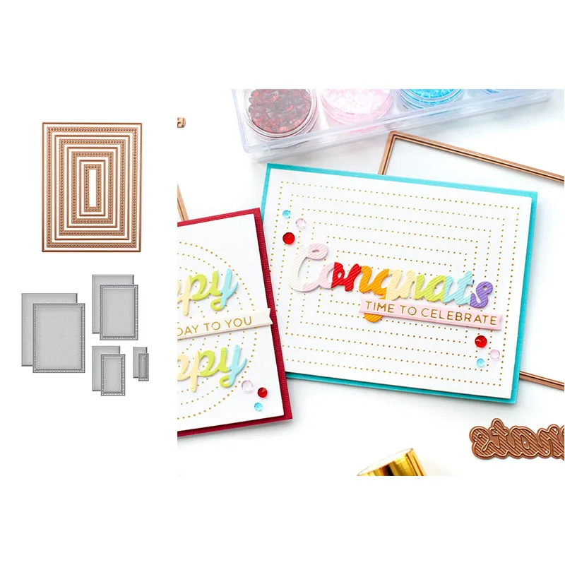 

metal cutting dies basic rectangle frames set cut die mold Scrapbook cards making paper craft knife mould dies new 2020