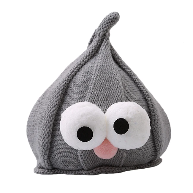 light gray Лидер продаж года, детская шапка и шапка, зимние корейские шапки для новорожденных, милые вязаные шерстяные шапки с большими глазами, детская шапка, остроконечная детская шапка, s SA975533 - Цвет: light gray