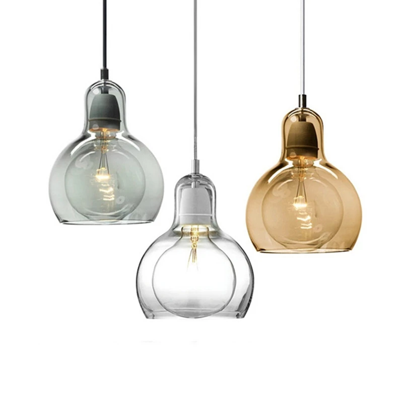 

Modern Glass pendant light Simple design clear amber smoke gray hanging lamp for dining room Bar Kitchen