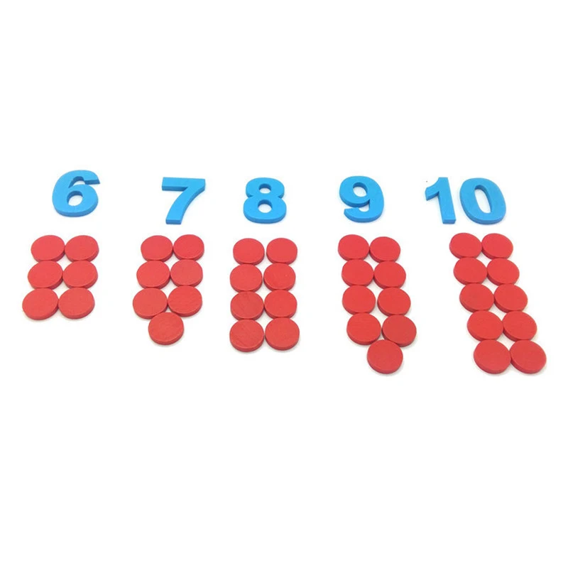 10Pcs Blue Digital+ 55Pcs Red Counter Baby Number Figure Stick Mathematics Wooden Educational Kids Toys For Children