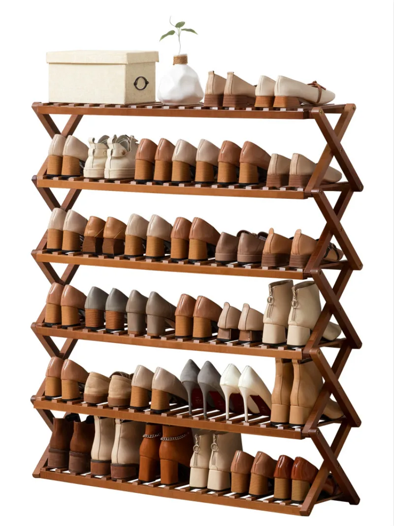 

Складная полка для обуви, простая портативная многоярусная бамбуковая полка для обуви, полка для обуви, для дома и общежития